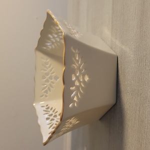 LENOX Ivory China Medium Bowl Shelburne 6-sided Gold Trim USA